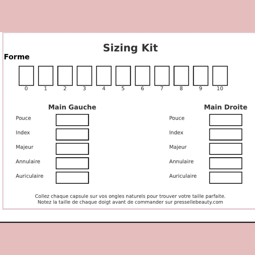 kit de mesures, press on nails, faux ongles mesures