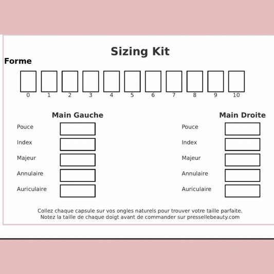 kit de mesures, press on nails, faux ongles mesures