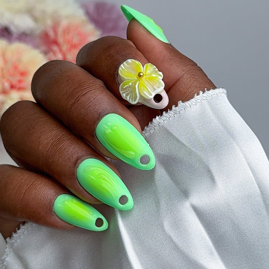 press on nails sur mesure, tropic bloom faux ongles